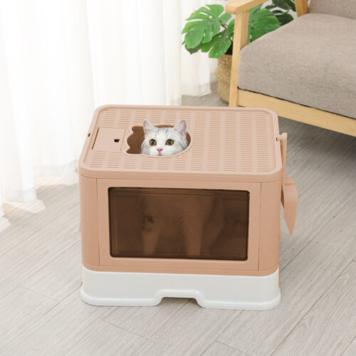 PaWz Foldable Cat Litter Box Tray Enclosed Pink - Image 8