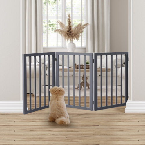 Wooden Pet Gate Dog Fence Retractable Grey 2000x 3MM - Image 8