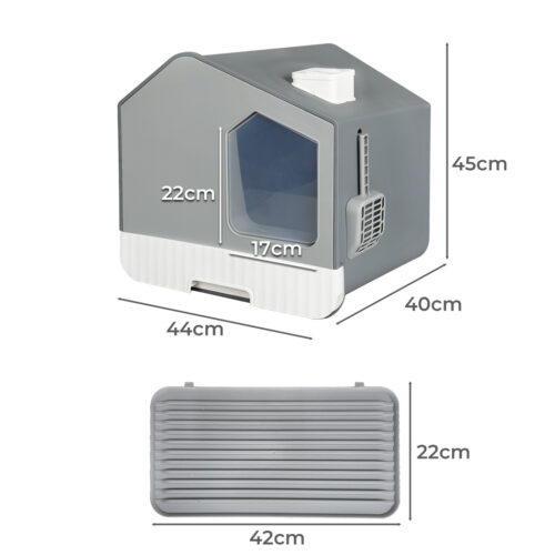 PaWz Fully Enclosed Cat Litter Box Mat Grey - Image 3