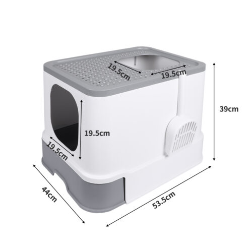 PaWz Cat Litter Box Fully Enclosed Kitty Grey - Image 3