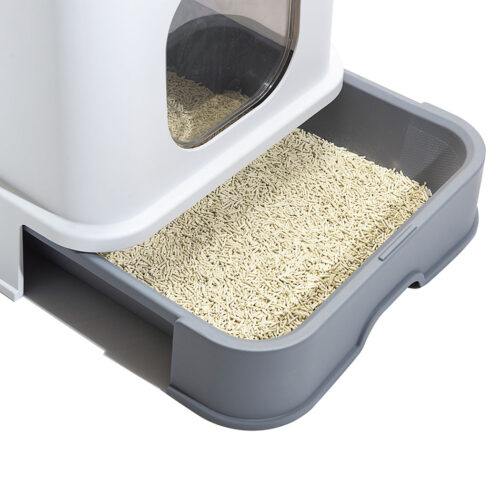PaWz Cat Litter Box Fully Enclosed Kitty Grey - Image 5