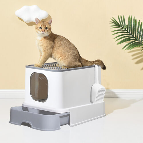 PaWz Cat Litter Box Fully Enclosed Kitty Grey - Image 7
