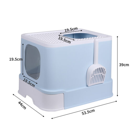PaWz Cat Litter Box Fully Enclosed Kitty Blue - Image 3