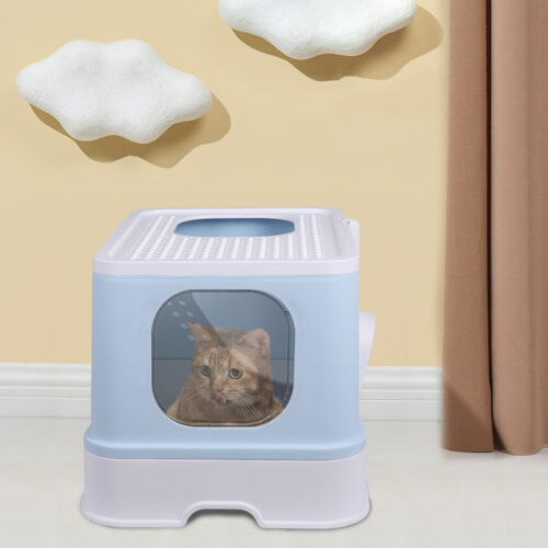 PaWz Cat Litter Box Fully Enclosed Kitty Blue - Image 8