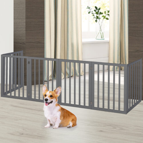 PaWz Wooden Pet Gate Dog Fence Safety Grey 100 Pack - Image 7
