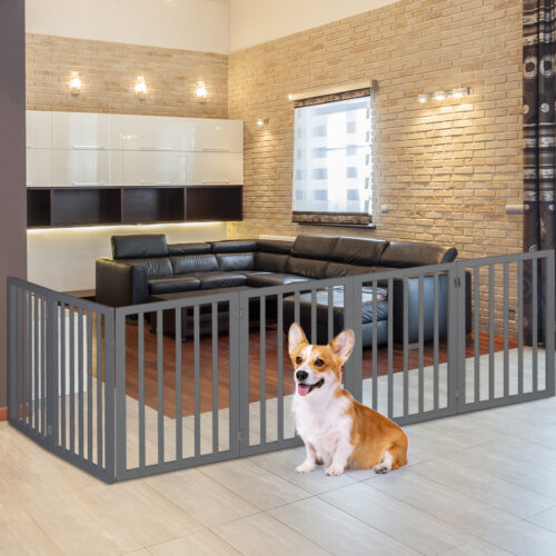 PaWz Wooden Pet Gate Dog Fence Safety Grey 100 Pack - Image 8