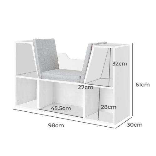 Levede Kids Bookcase Toys Box Shelf White - Image 3