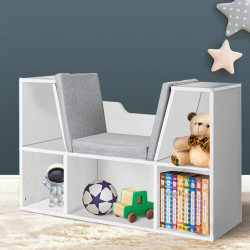 Levede Kids Bookcase Toys Box Shelf White - Image 8