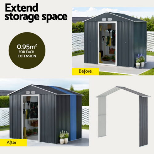 Giantz Garden Shed Outdoor Storage 2.15x1.74M Tool Workshop House w/Extension Kit - Image 4