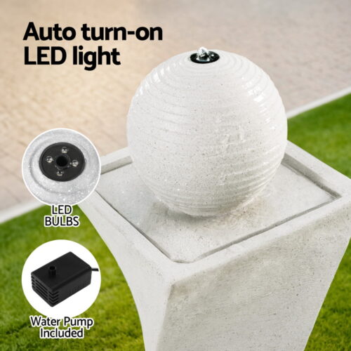 Gardeon Solar Fountain Water Feature Bird Bath Outdoor Garden LED Lights Ball 85CM - Image 6