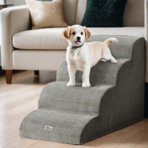 i.Pet Dog Ramp Steps Foam 4 Tier Pet Stairs For Bed Sofa Car Portable Indoor - Image 8