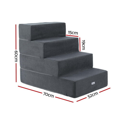 i.Pet Dog Ramp Foam Dog Cover Stairs Portable Cat Ladder For Sofa Bed 4 Steps - Image 2
