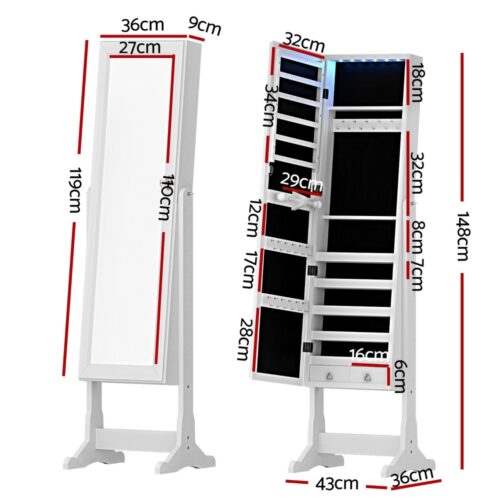 Artiss Jewellery Cabinet Mirror Free Standing - Image 4