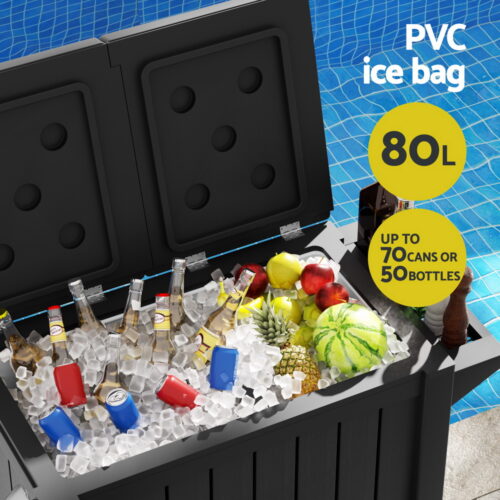 Gardeon Outdoor Storage Cabinet Box 80L Ice Bucket Cooler Rolling Serving Cart Kitchen Trolley - Image 7