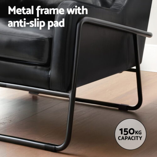 Artiss Armchair Accent Chair PU Leather Wingback Black - Image 6