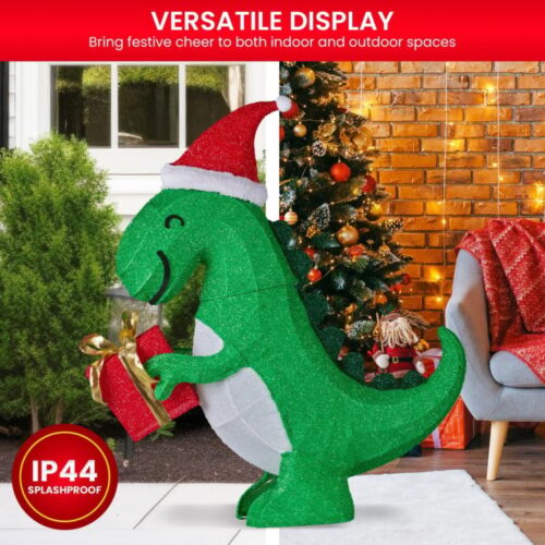 Christmas Dinosaur Display with Lights  90cm - Image 5