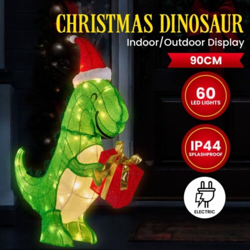 Christmas Dinosaur Display with Lights  90cm