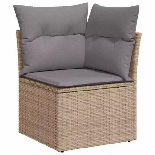 11-Piece Garden Sofa Set with Cushions Beige Poly Rattan - Image 10