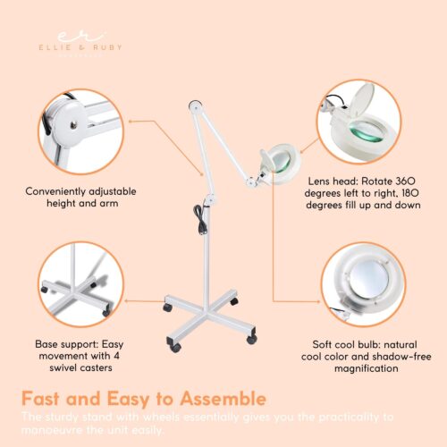 5x Magnifying Lamp Fluorescent Salon Light Glass Beauty Floor Stand Magnifier - Image 4