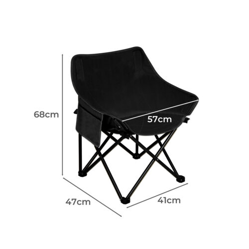 Levede Folding Camping Moon Chair Lightweight Black - Image 3
