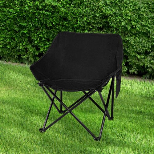 Levede Folding Camping Moon Chair Lightweight Black - Image 7