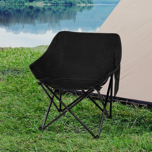 Levede Folding Camping Moon Chair Lightweight Black - Image 8