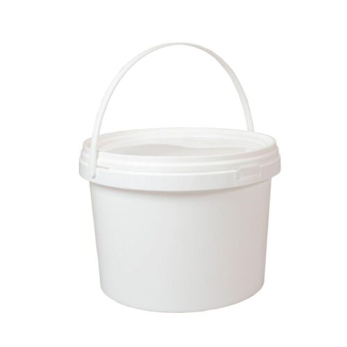 Bulk 10x 2L Plastic Buckets + Lids - Empty White With Handle - Small Food Pail - Image 3