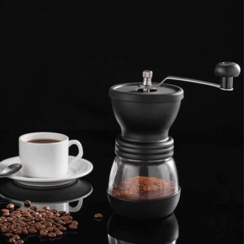 Coffee Bean Grinder - Manual Hand Stainless Ceramic Burr Core Glass Jar Nut Mill - Image 7
