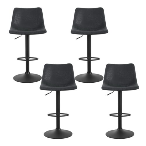 Artiss 4x Bar Stools Vintage Leather Swivel Gas Lift Black - Image 4