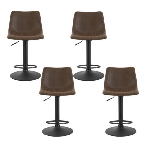 Artiss 4x Bar Stools Gas Lift Stool Kitchen Swivel Chairs Vintage Leather Brown - Image 4