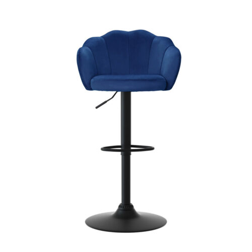 Artiss 4x Bar Stools Gas Lift Velvet Blue - Image 3
