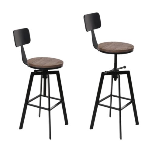 Artiss 4x Bar Stools Kitchen Dining Chairs Adjustable Wood Stool w/Backrest - Image 4