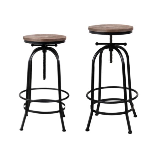 Artiss 4x Bar Stools Kitchen Dining Chairs Adjustable Wooden Vintage Stool - Image 7