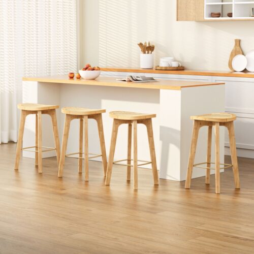 Artiss 4x Bar Stools Bamboo Rattan Stool Counter Chair Kitchen Barstools - Image 7