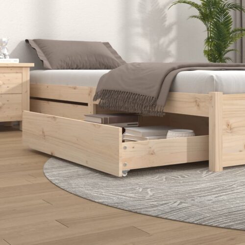 Bed Drawers 2 pcs Solid Wood Pine - Image 2
