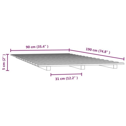 Bed Frame 90x190cm Solid Wood Pine - Image 8