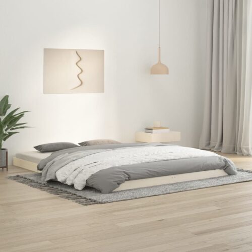 Bed Frame White 150x200cm Solid Wood Pine - Image 2