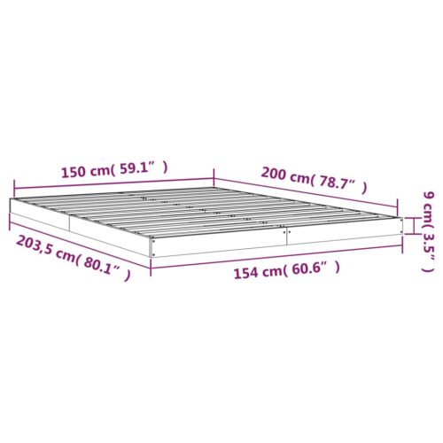 Bed Frame White 150x200cm Solid Wood Pine - Image 8