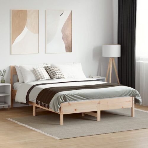 Bed Frame 135x190cm Solid Wood Pine - Image 3