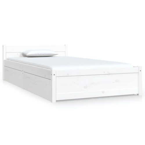 Bed Frame with Drawers White 90x190cm