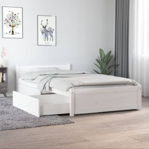 Bed Frame with Drawers White 90x190cm - Image 2