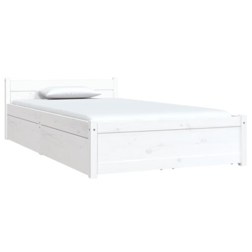 Bed Frame with Drawers White 90x190cm - Image 3