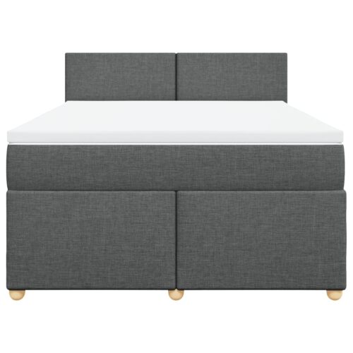 Box Spring Bed with Mattress Dark Grey Double Fabric - Image 4