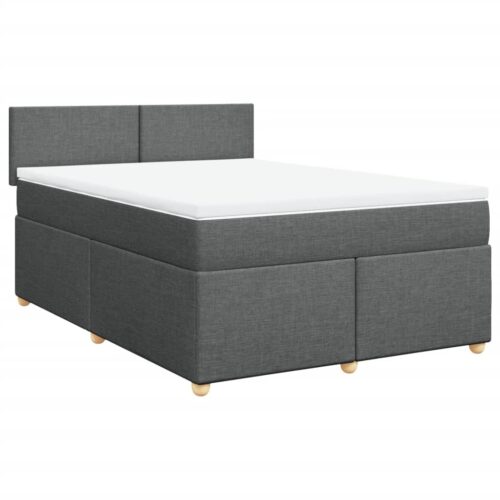 Box Spring Bed with Mattress Dark Grey Double Fabric - Image 13