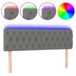 LED Headboard Dark Grey 144x7x78/88cm Fabric