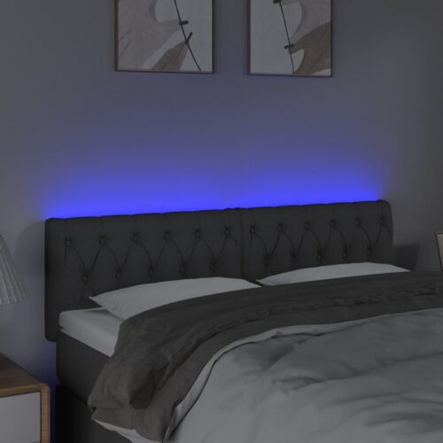 LED Headboard Dark Grey 144x7x78/88cm Fabric - Image 3