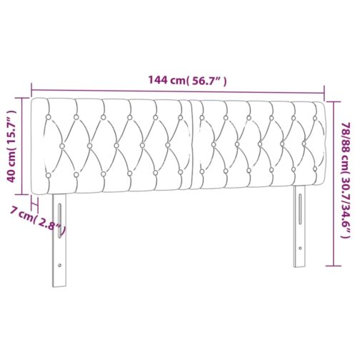 LED Headboard Dark Grey 144x7x78/88cm Fabric - Image 6