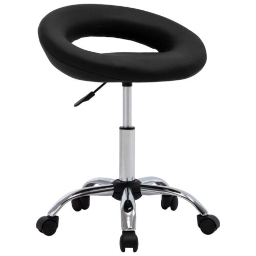 Swivel Dining Chair Black Faux Leather - Image 2