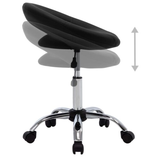 Swivel Dining Chair Black Faux Leather - Image 5