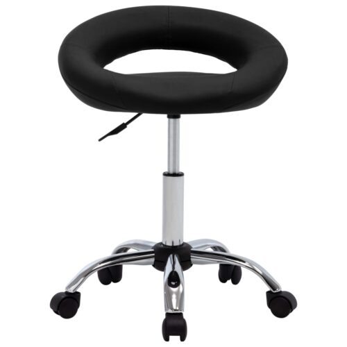 Swivel Dining Chair Black Faux Leather - Image 8